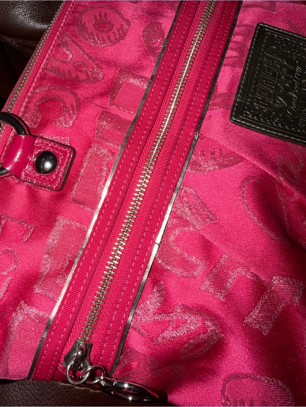 Coach Pink Poppy Storypatch Glam Tote Bag
